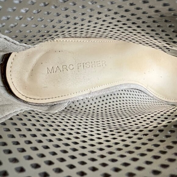 Marc Fisher Womens Shaini Perforated Lace Up Peep Toe Booties Taupe Suede size 8 - Picture 13 of 16